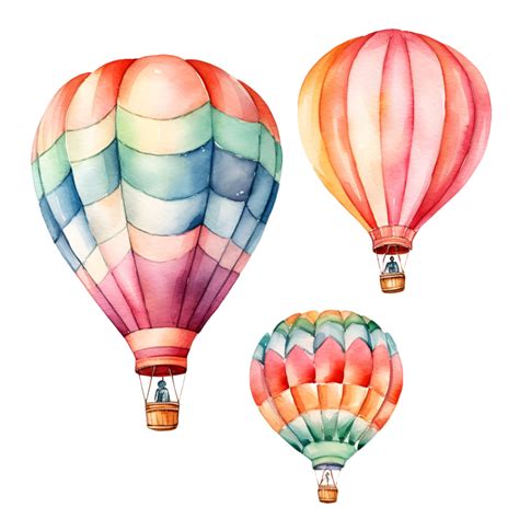 Hot Air Balloons Watercolor Clipart Ai Generated 24065359 Png