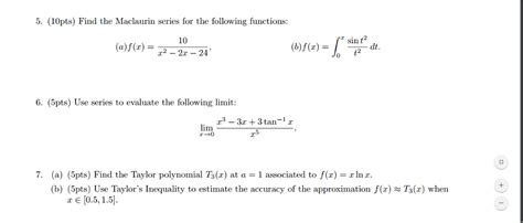 Solved Find The Maclaurin Series For The Following