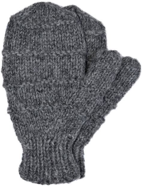Childrens Fleece Lined Cable Mittens Grey Black Yak