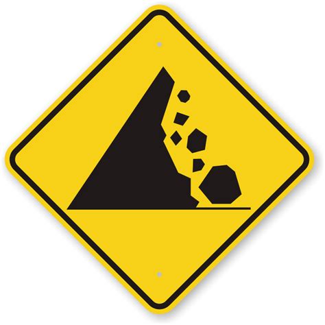 Falling Mountain Rocks Symbol Road Warning Sign Sku K 0576