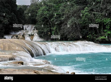 Cataratas De Agua Azul Waterfalls Of The Blue Water Palenque Chiapas