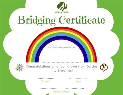 Daisies To Brownies Girl Scouts Bridging Certificate With Rainbow For Brownie Bridging Cer