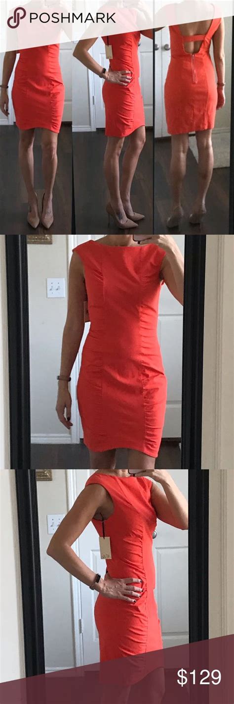 Nwt Ali Ro Red Orange Open Back Dress Silk Cocktail Dress Dress Size