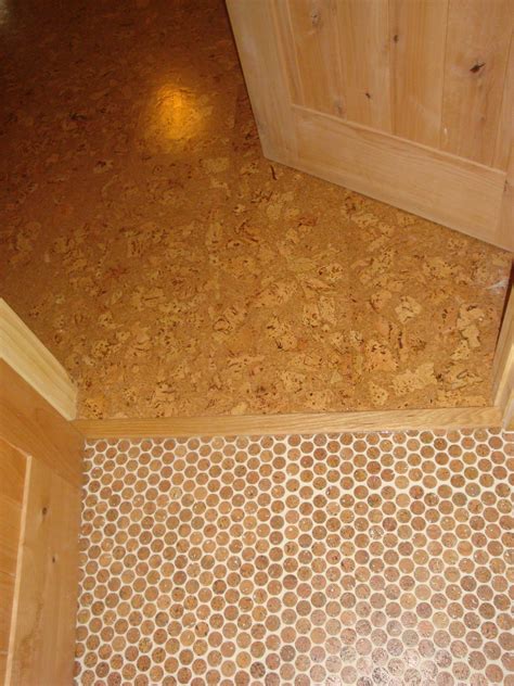 Cork Mosaic Jcg Penny Tile Floors Cork Flooring Penny Tile