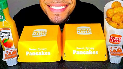 Asmr Burger King Big Breakfast Pancakes Hash Browns Sausage Orange Juice Mukbang Eating Show