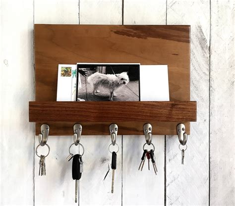 walnut key rack for wall modern entryway organizer key etsy organisera inredning entréer