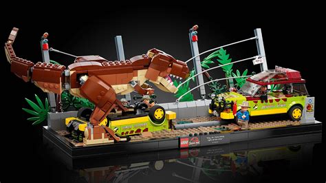 Jurassic Park T Rex Breakout Of Paddock Scene Immortalized In Lego