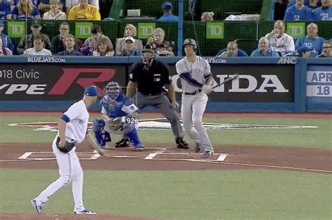 Watch Yankees Giancarlo Stanton Hits Rocket Home Run In First At Bat