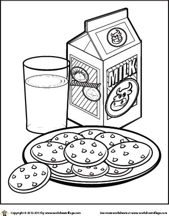 The coloring page features a star sugar cookie. Milk and Cookies Coloring Page | Santa coloring pages