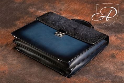Navy Leather Briefcase Business Briefcase For Men Luxury Etsy UK