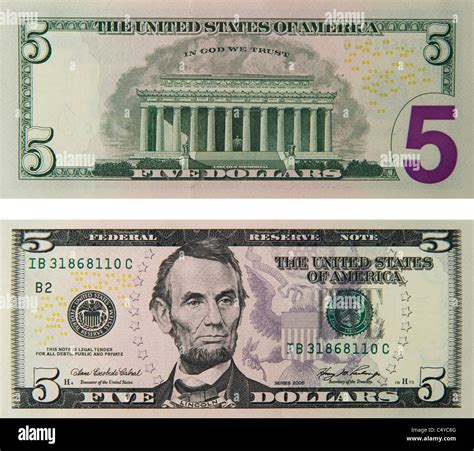 5 Five Dollar Bill Note Bills Notes Dollars Stock Photo Alamy
