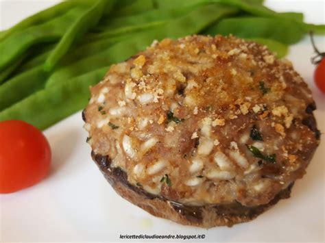 400 gr carne tritata di tacchino o vitello : Funghi portobello ripieni con carne macinata e riso ...