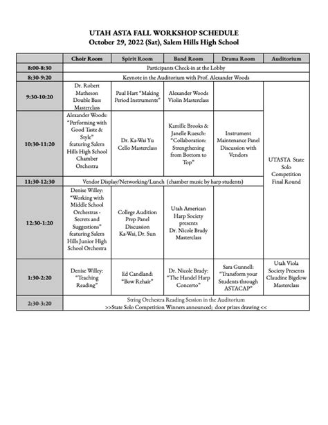 Workshop Schedule