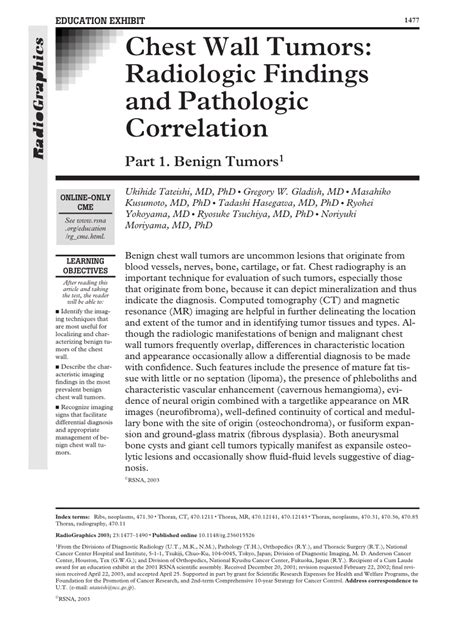 Pdf Chest Wall Tumors Radiologic Findings And Pathologic Correlation
