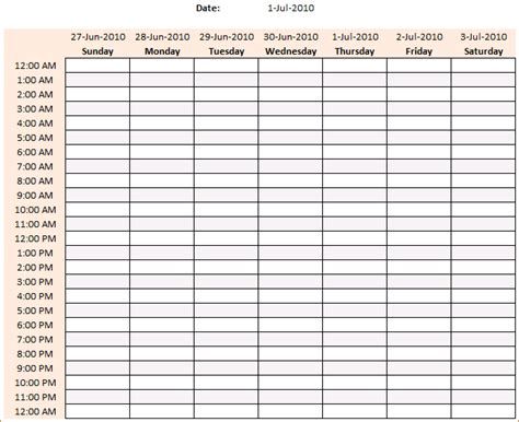 Create printable calendars formatted for microsoft word®. Weekly Calendar By Hour