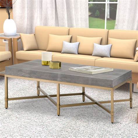 Resin Top Rectangular Coffee Table With Metal Base, Gray And Gold — Pier 1