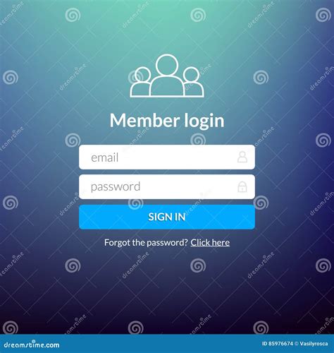 Login User Interface Sign In Web Element Template Window Stock Vector