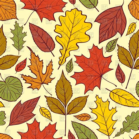 Seamless Background With Autumn Leaves Vector Image Of