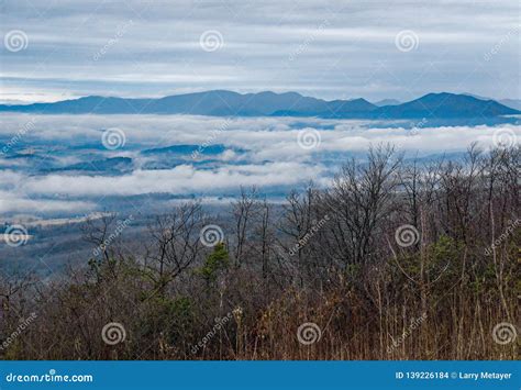 Foggy Valley And Blue Ridge Mountains Stock Photo Image Of Cloud