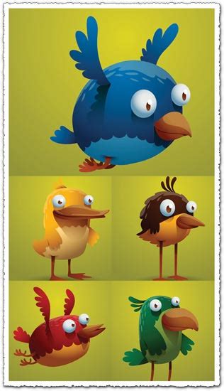 Funny cartoon birds vector