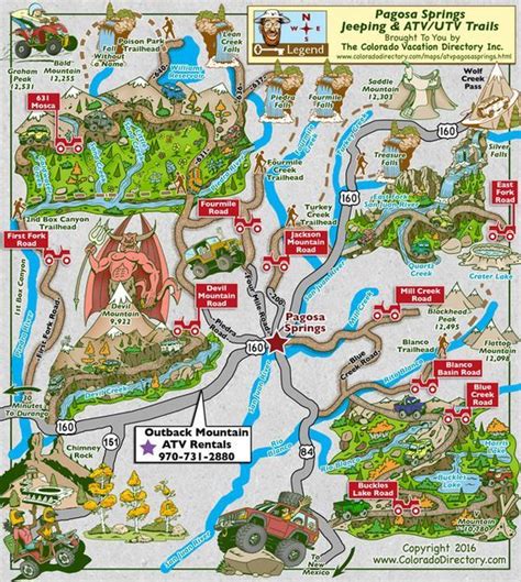 Pagosa Springs Atv And Jeeping Trails Map Co Colorado