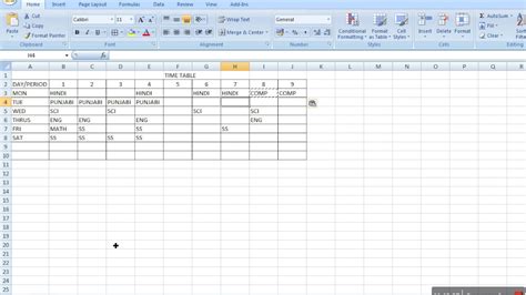 How To Make Time Table In Ms Excel Youtube