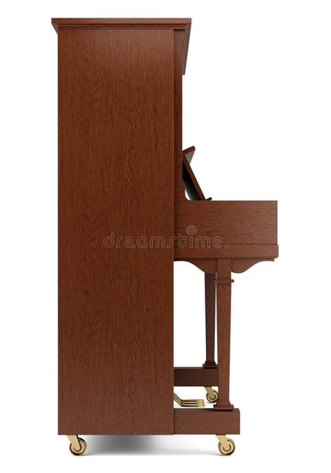 Side View Of Brown Piano Isolated On White Stock Illustration - Image