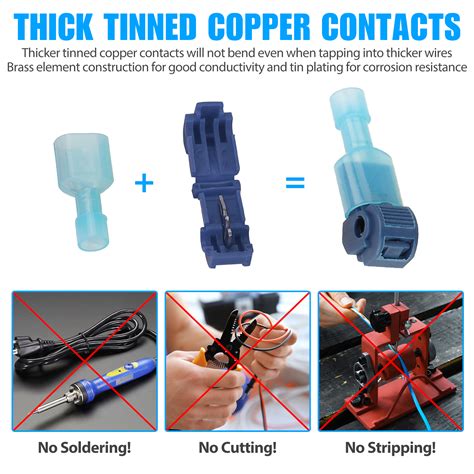 240pcs Insulated 22 10awg T Taps Quick Splice Wire Terminal Connectors