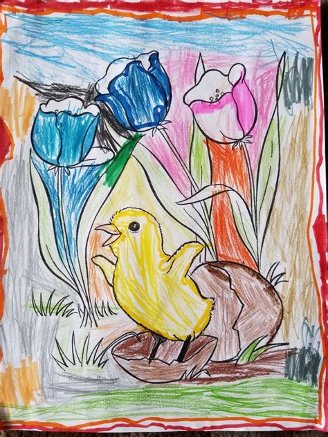 Chick Hatching Paintings Kids Color Art Art Background Boys Paint