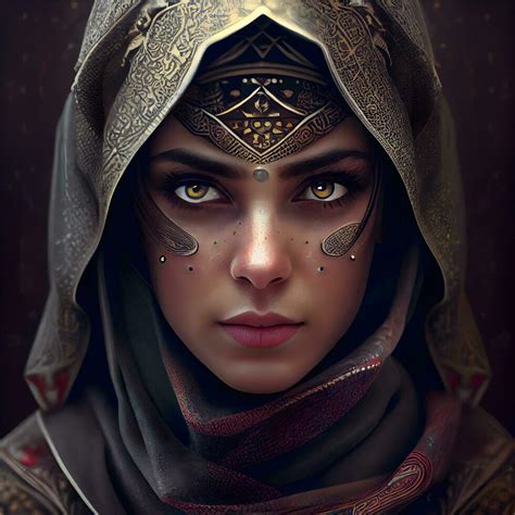 Portrait Of A Beautiful Arabian Woman With Oriental Makeup Image