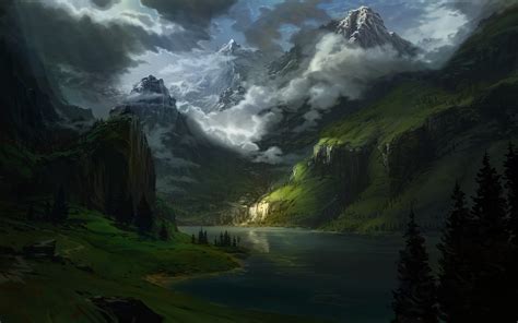 Download 3840x2400 Wallpaper Fantasy Nature River Mountains 4k