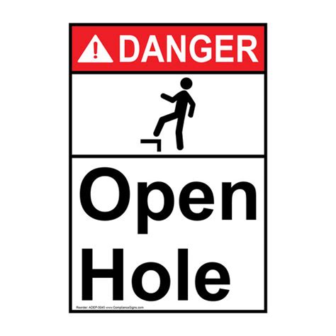 Vertical Open Hole Sign Ansi Danger Watch Your Step