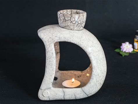 Rated 0 out of 5. Ceramic Handmade, White crackled, Raku fired, Essential ...