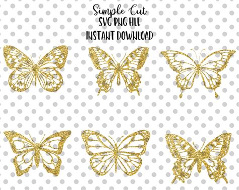 Gold Glitter Butterfly Bundle Png And Svg Butterfly Svg File Etsy Uk