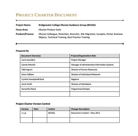 Project Charter Template Pdf TUTORE ORG Master Of Documents