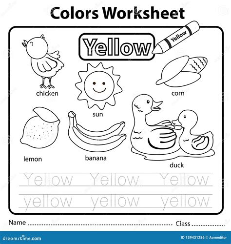 Color Yellow Printable Color Trace And Write Color Worksheets Teaching