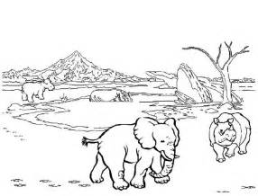 Free printable safari coloring sheets, available on image and pdf version. African Safari Meet Rhino And Elephant Coloring Page ...