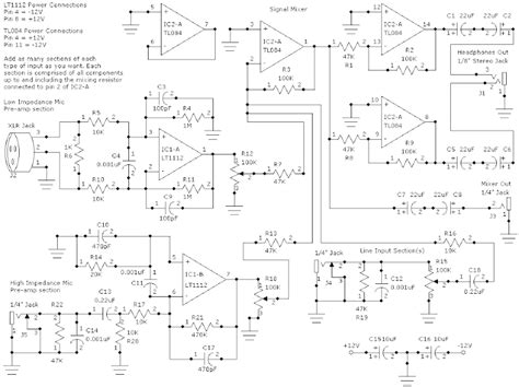 Circuits Schematic Mono Audio Mixer Circuit Wiring
