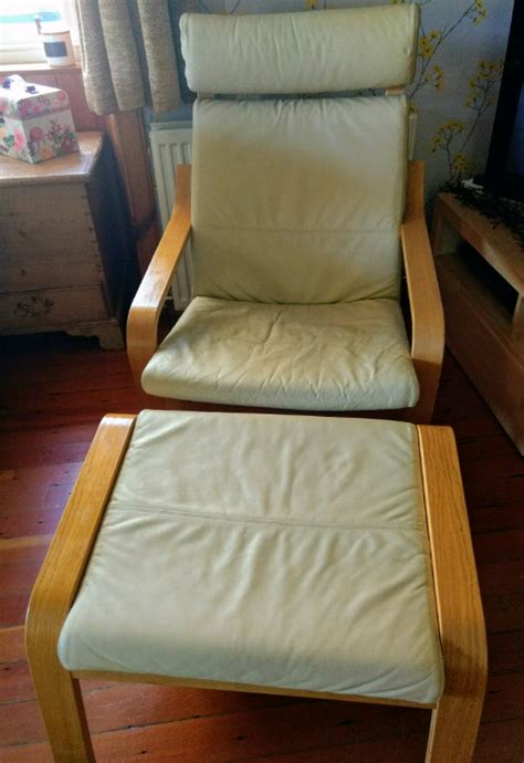 Ikea Poang Cream Leather Armchair And Footstool Vgc In Stirling Gumtree