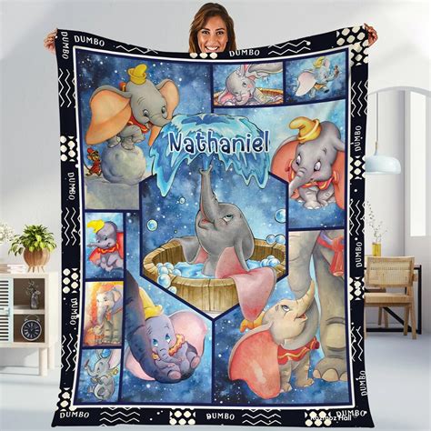 Personalized Dumbo Blanket Magic Kingdom Dumbo Fleece Blanket Elephant