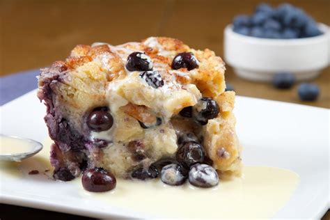 Blueberry Bread Pudding With Creme Anglaise