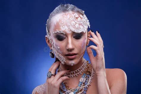 Beautiful Woman With Creative Make Up Stock Photo Image Of Face