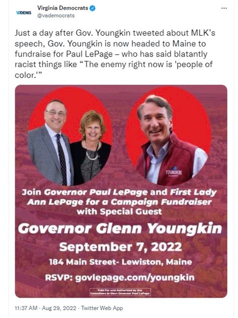 Glenn Youngkin To Campaign For Unhinged Extremist Racist Former Maine