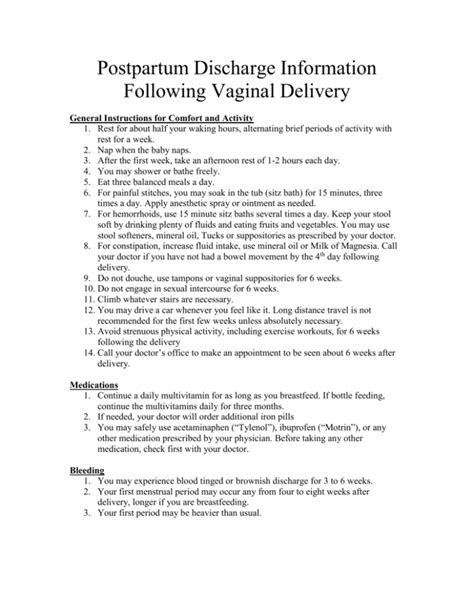 Postpartum Discharge Information Following Vaginal Delivery My Xxx Hot Girl