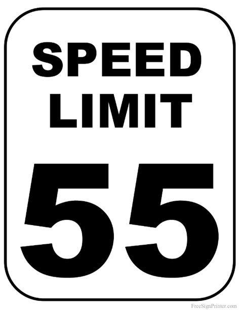 Printable 55 Mph Speed Limit Sign Sign