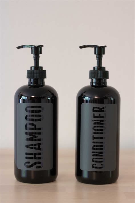 The common features of the pump head and the flip cover are cleverly designed for user's convenience. Black Plastic Shampoo and Conditioner Dispenser Set ...