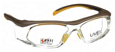 U Vex Sw06 Yellow Brown Demo Lenses Rx Able Safety Frame 57 16 125 Eyeglass Frames