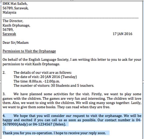 Official letters will also include plans for the future. How To Write a Letter of Permission (Formal Letter) - PT3 ...