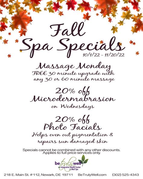 Fall Spa Specials Flyer Be Truly Well An Integrative Health Center And Med Spa