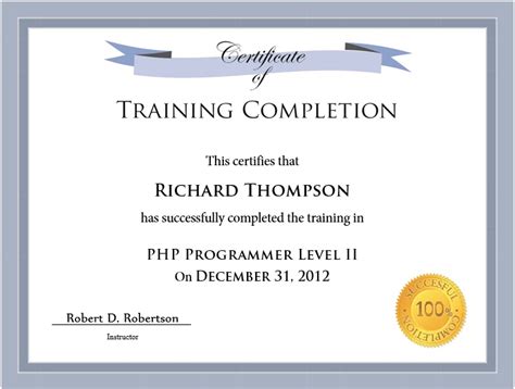 Training Certificate Template Word Format Sample Professional Template